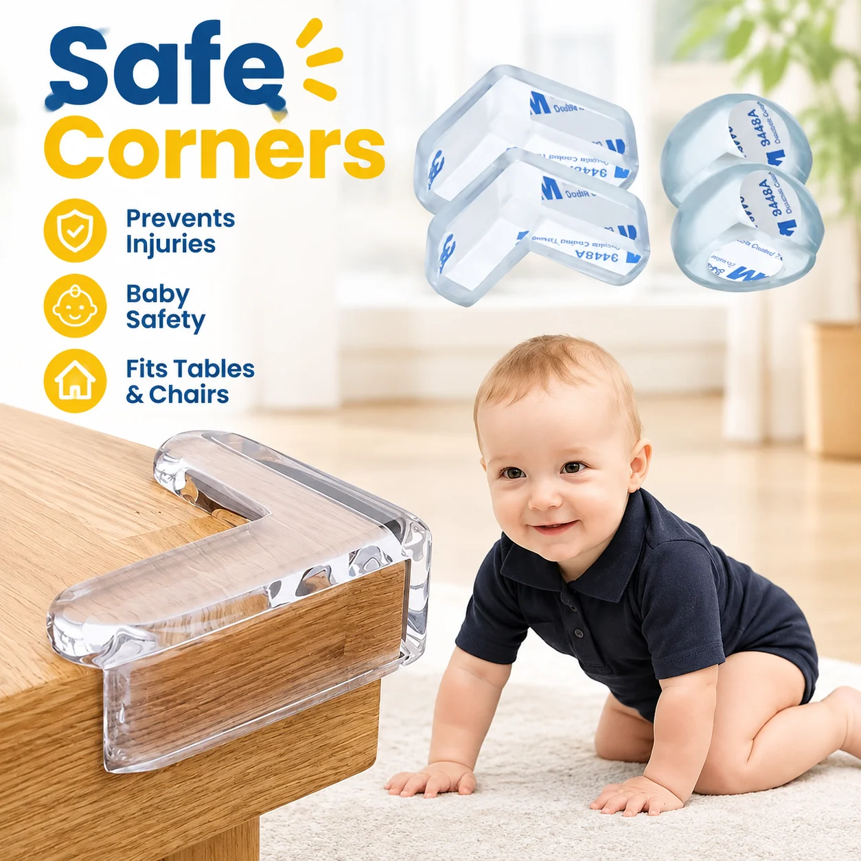 Silicone Right Angle Corner Guard Soft Anti-collision Protective Cover for Table and Chair Edges Baby Safety Protection