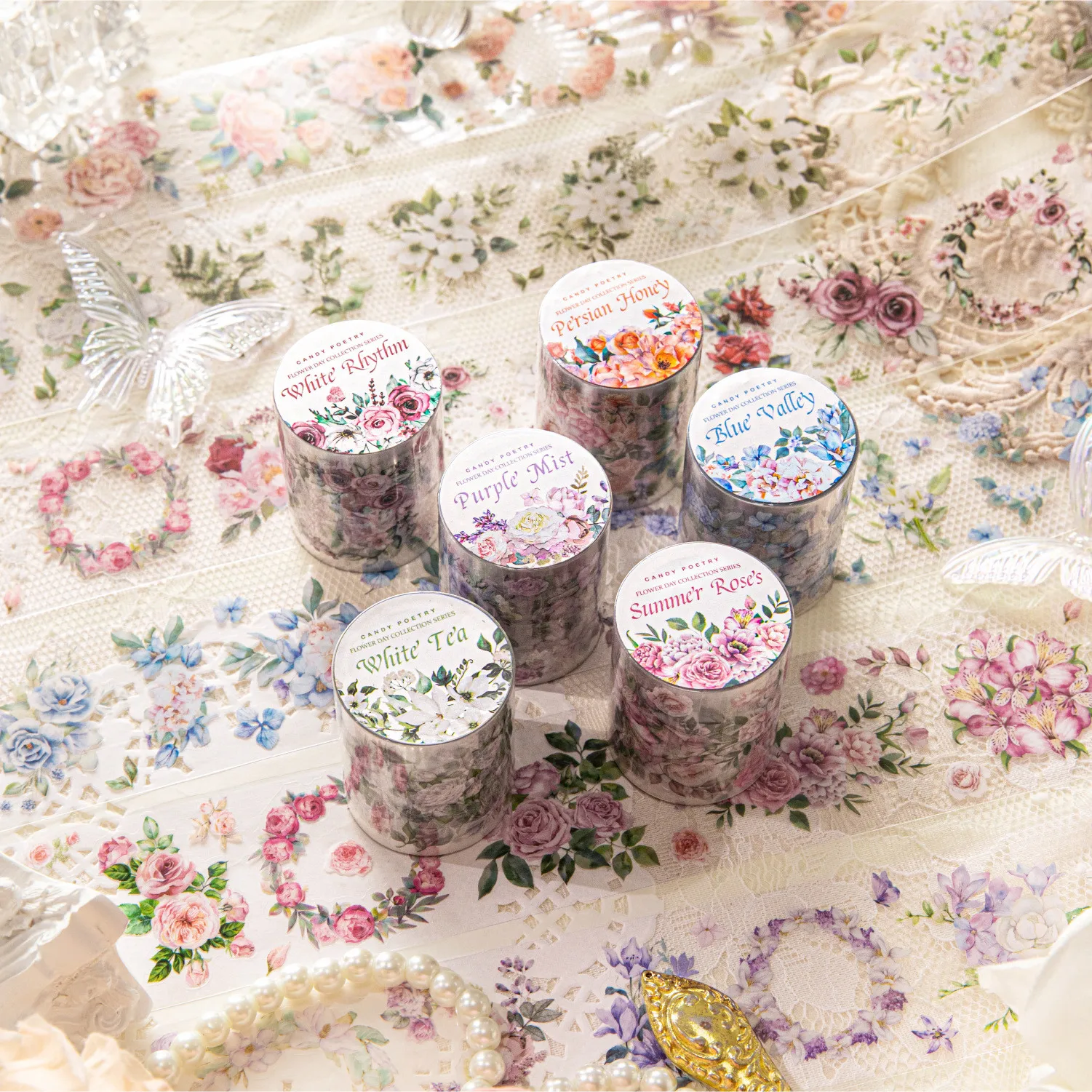 

Spring Flowers Washi Tape Set Masking Decorative Tapes for Arts DIY Crafts Journal Supplies Planners Scrapbook Gift Wrapping