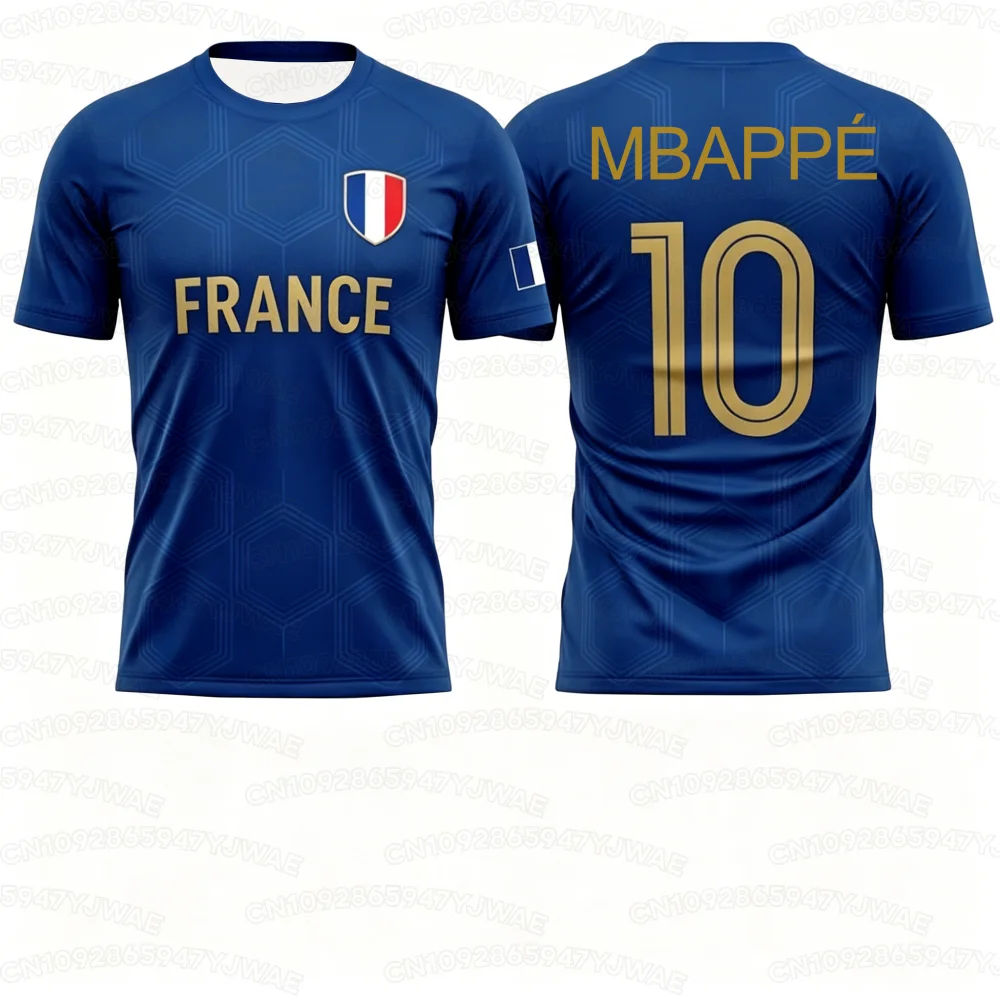 2026 Summer  Men's Women's France Flag Print Soccer Jersey NO.10 Mbappé Quick Dry Sports Tees Soccer Fans Training T-shirt Tops