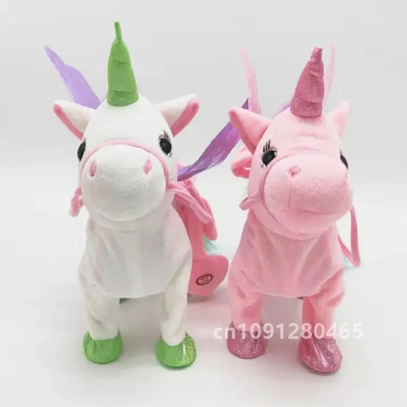 Unicornio eléctrico que camina de 35cm, juguete divertido de peluche, juguete parlante, unicornio que canta, música, juguete de peluche para niños, regalo