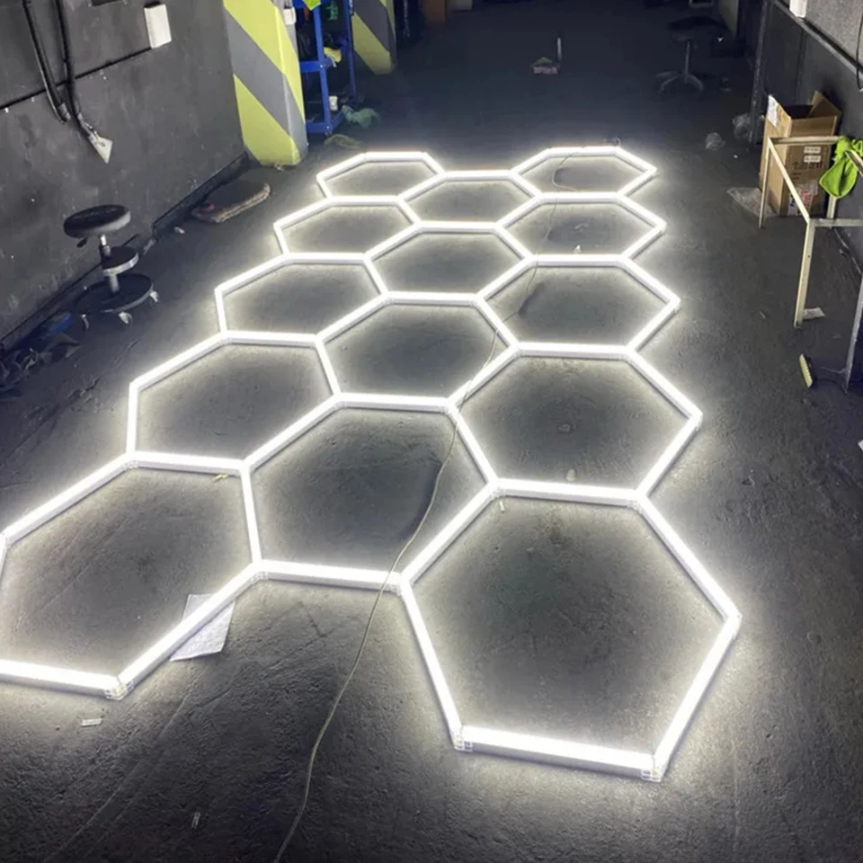 Sechseckige Garagenleuchten Wabenförmige LED-Deckenleuchte Superhell 6500K LED-Röhre für Autodetailing oder Friseursalon Garage Deckenbeleuchtung