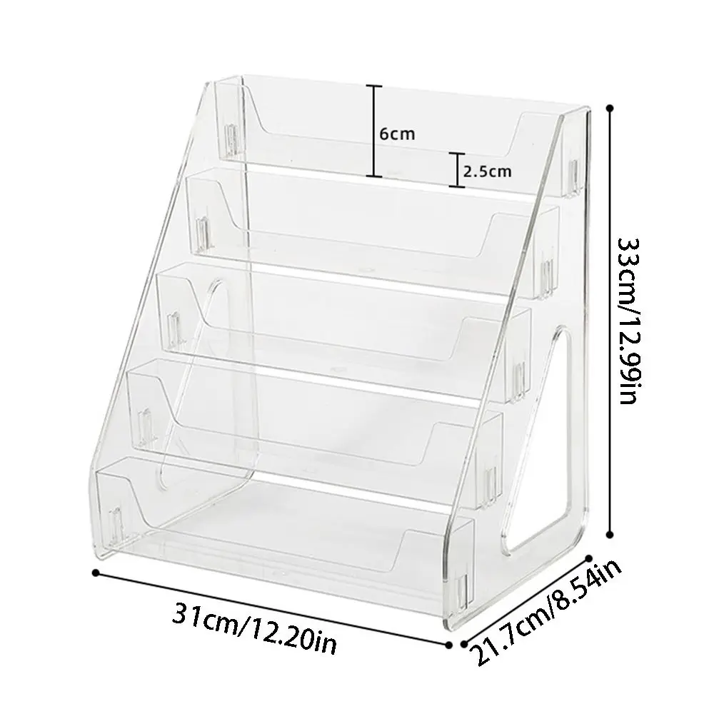 5 Tier Acrylic Book Display Rack DIY Ladder Type Badge Display Holder Detachable Modern Design Magazines Organizer