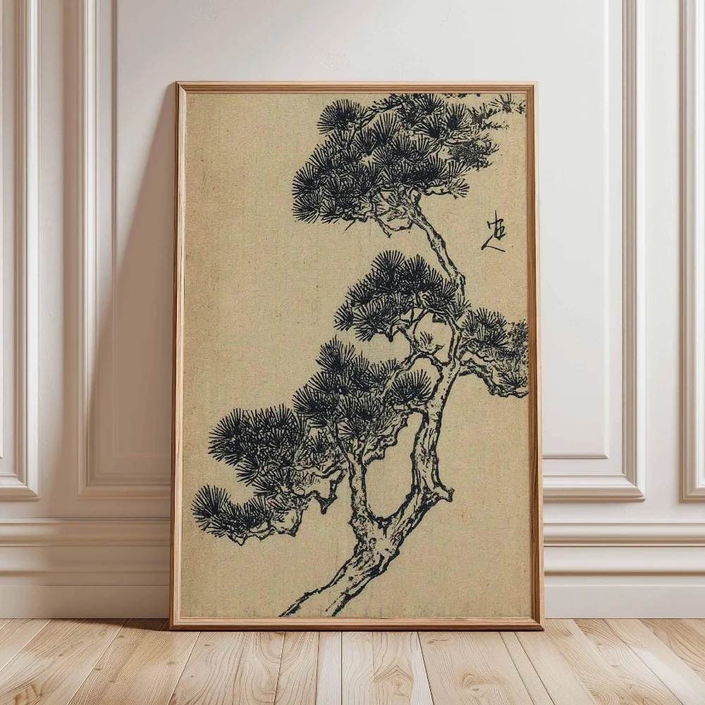 Decoración de pared de pino japonés, jardín Zen, paisaje minimalista, pintura en lienzo, arte de pared, póster, imagen, decoración del hogar, Cuadros murales