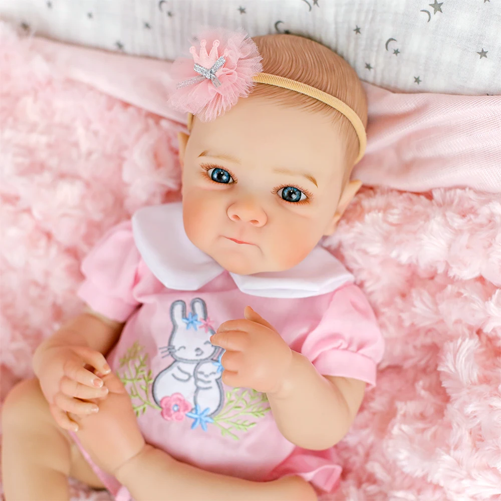 19 بوصة واقعية تولد من جديد دمى طفل بيتي مع لينة سيليكون الفينيل الجسم محبوب ثلاثية الأبعاد الجلد رسمت باليد لعبة الشعر تحصيل