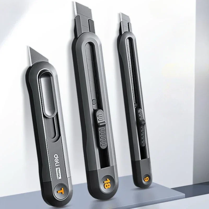 1 Pcs Snap-off Utility Knife 9mm/18mm/T-Shape High Carbon Steel Blades Auto Lock Knife Multifunction Retractable Box Cutters