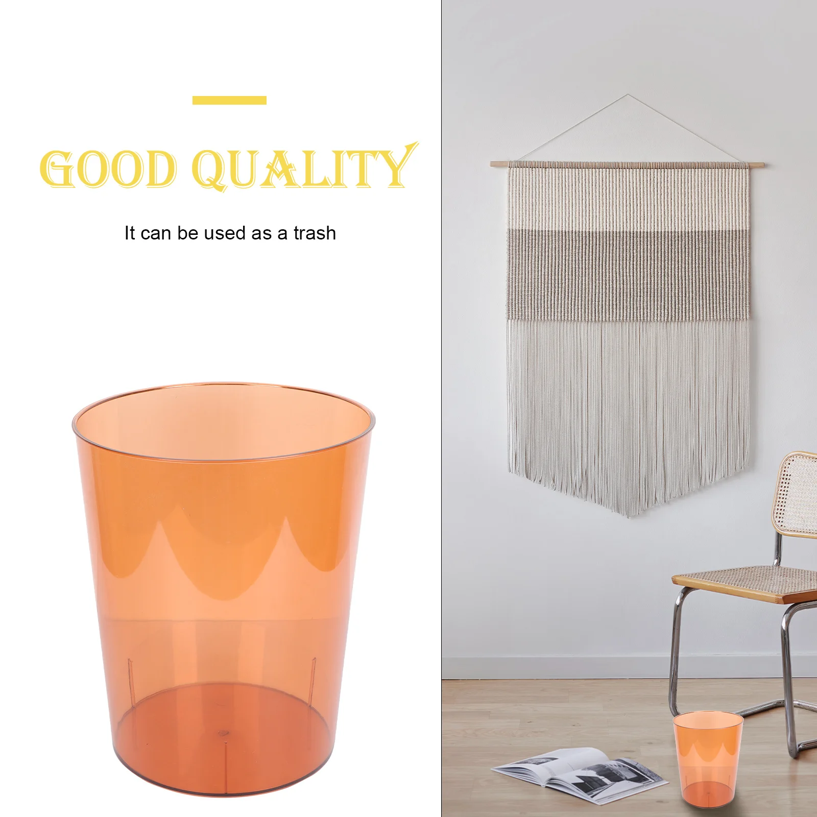 

Paper Basket Trash Can Transparent Indoor Small Waste Bin Garbage Room for Bedroom Truck