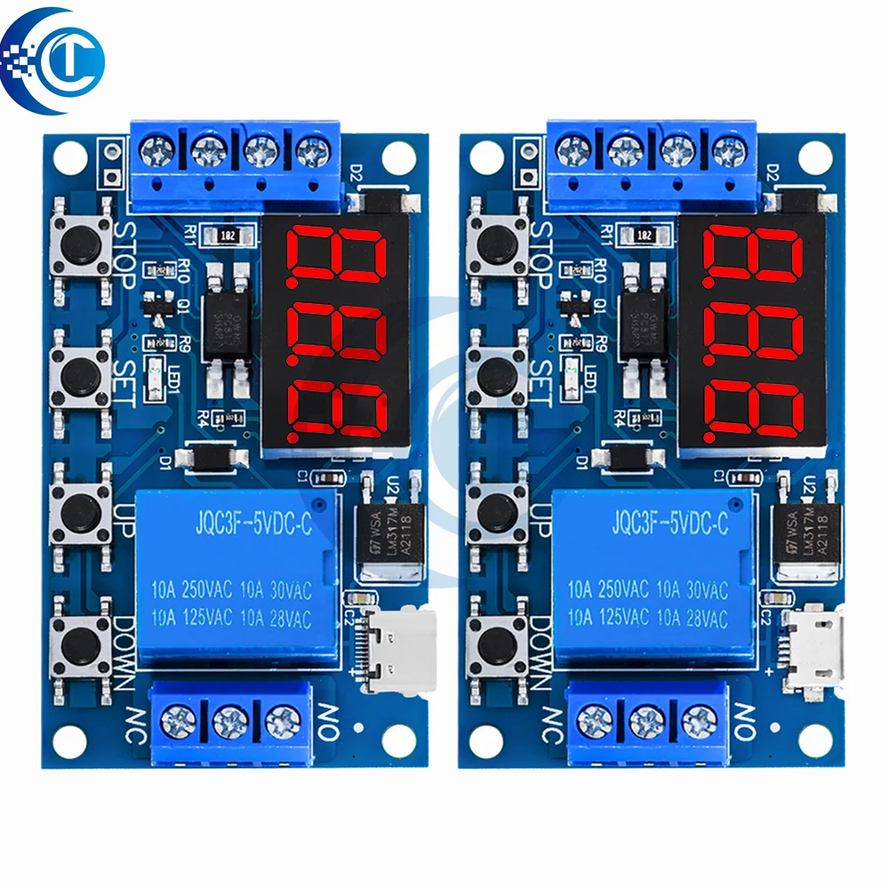 5V 1-Channel Delay Relay Module, Adjustable Timing 0-999 Minutes Cycle Trigger Relay Board for Arduino
