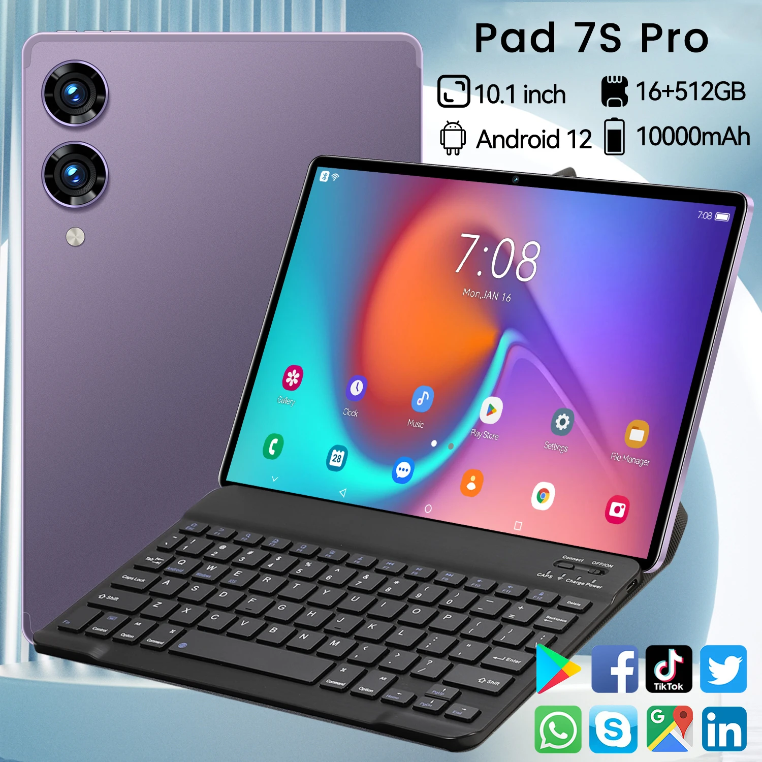 New Global Version Tablet Android Pad 7S Pro with Keyboard Dual SIM Card or WIFI Tablette 16G+1T Google Play Original Tablets PC