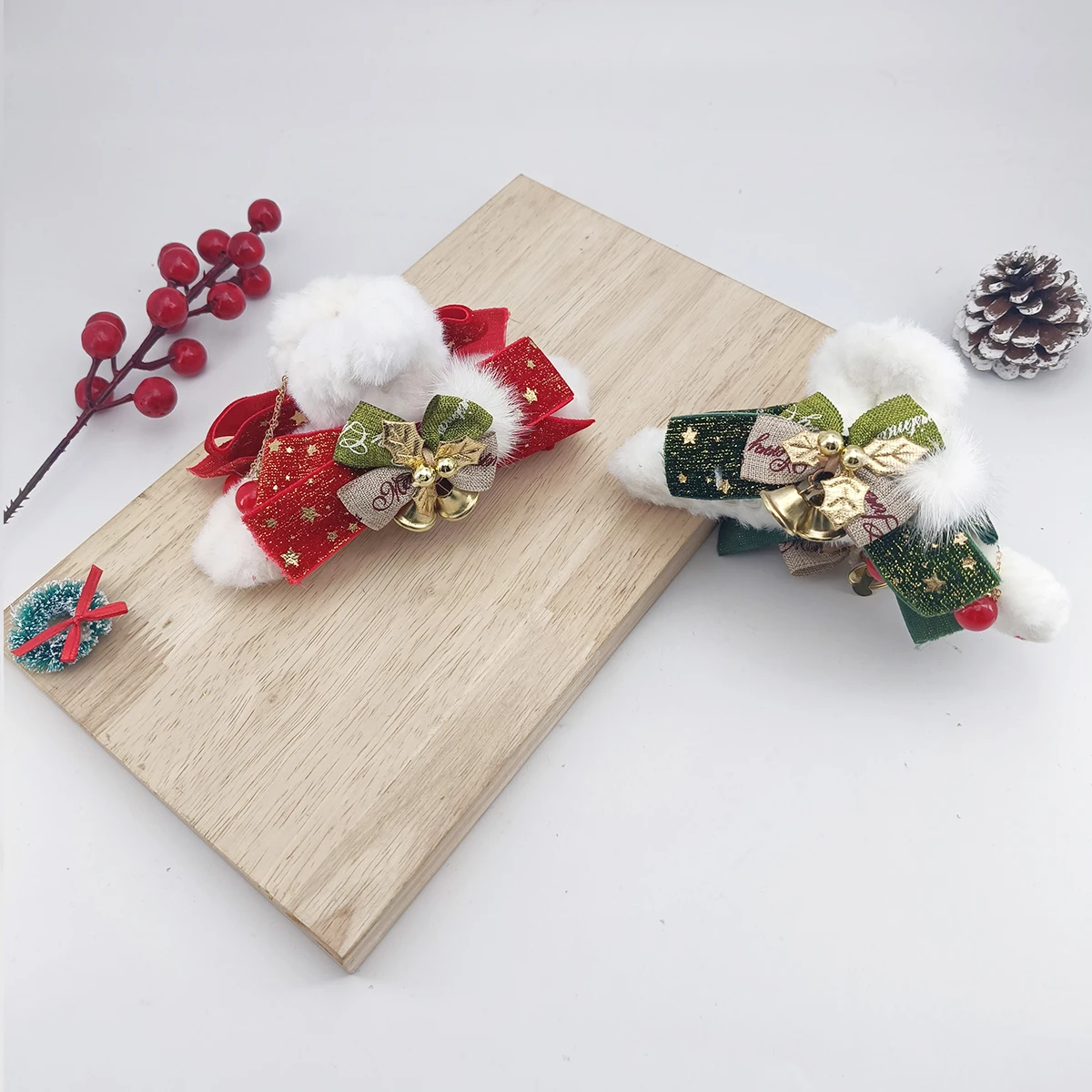 1/2 Buah Jepit Rambut Rumbai Pita Natal Elegan untuk Wanita-Hari Libur, Hari Natal, Hadiah Thanksgiving