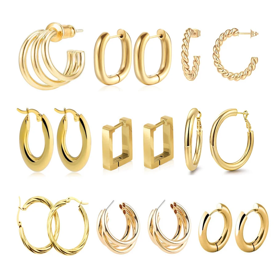 

Vintage Chunky Hoop Earring for Women Ear Buckle Gold Plated Geometric Circle Punk Hip Hop Statement Ear Hoops Wholesale