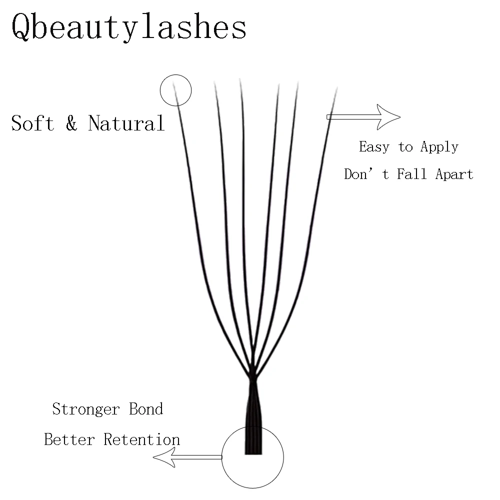 Qbeautyelashes 6DU على شكل الرموش تمديد YY جلدة لينة الطبيعية قبل الصنع مروحة رمش ملحقات ماكياج بالجملة