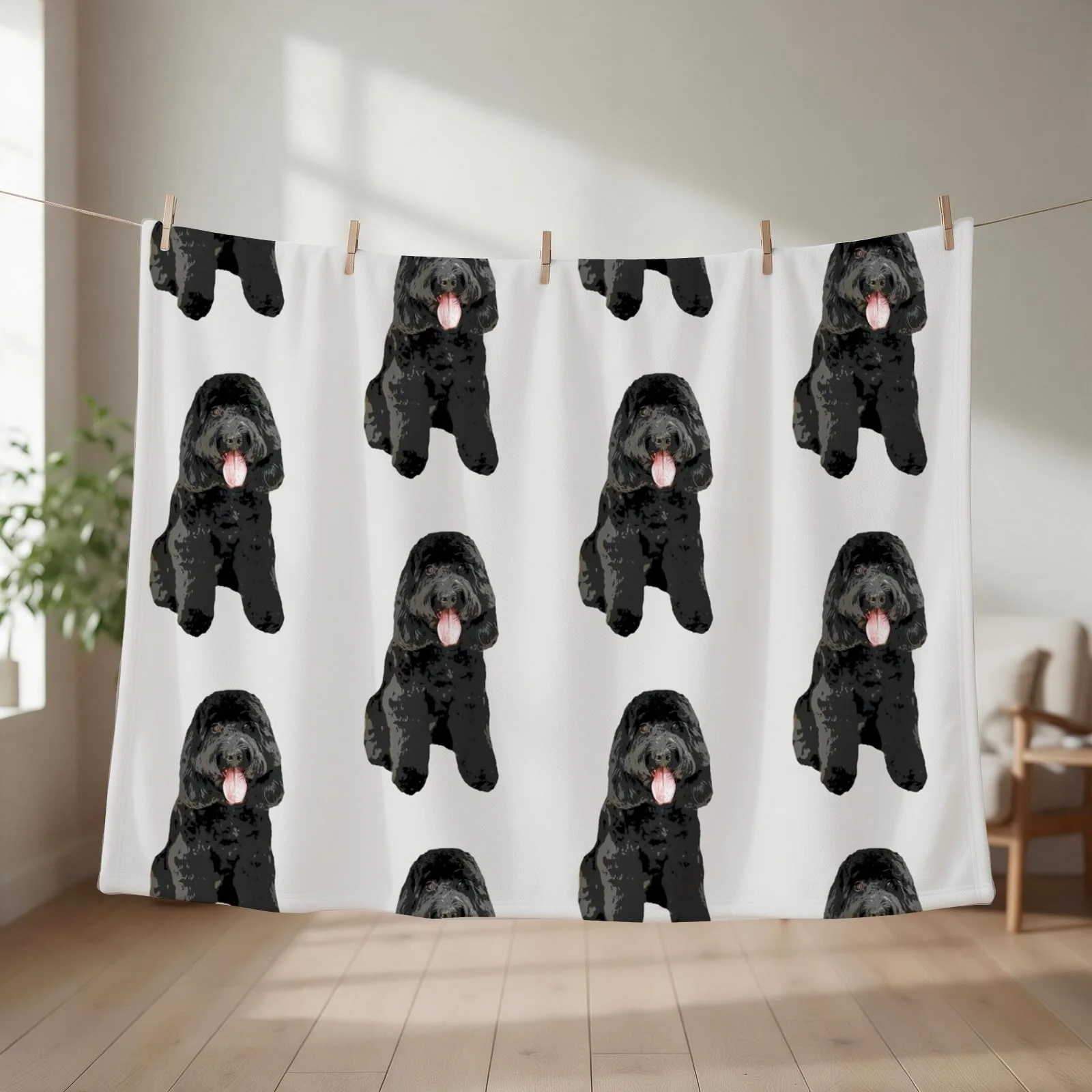Cockapoo Cockerpoo Black Cutie Doodle Dog Throw Blanket couch cozy soft plush fuzzy picnic outdoor blanket