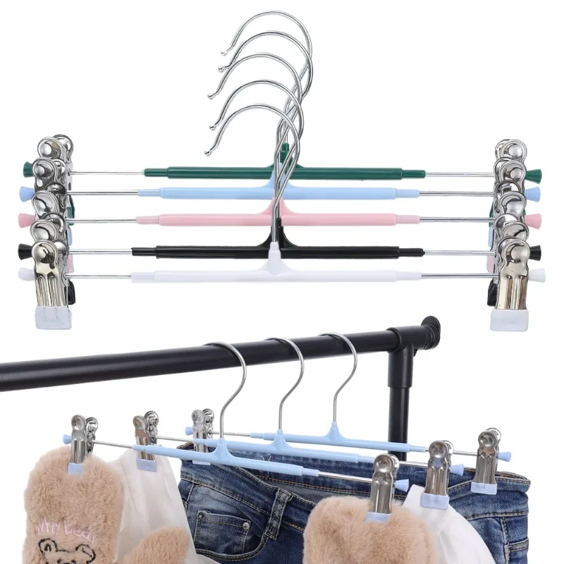 Pants Hangers with Clip Skirt Clothes Anti Slip Metal Hanger Wardrobe Storage Save Space Household Traceless Clothing Organizer