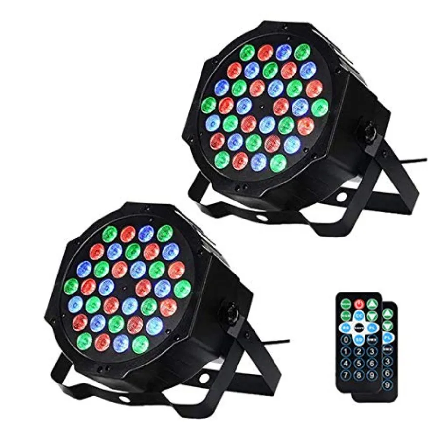 

Светодиодные DJ-светильники, 36 LED PAR-прожекторов для сцены с дистанционным управлением и DMX-управлением, с функцией звукоактивации, для свадеб и мероприятий