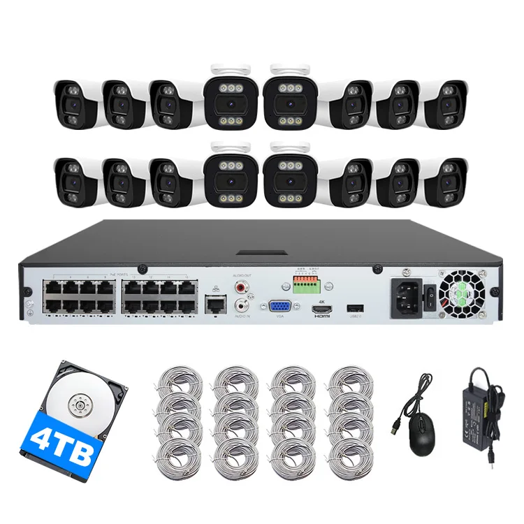 16CH 8MP Smart Dual Lens IP POE Camera System Guard Viewer OEM Audio 8CH 4CH Security Bullet Network Camera CCTV 4K NVR Kit