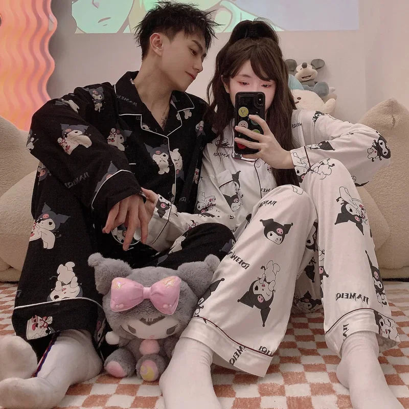 Kulomie-Pijama de algodón para hombre y mujer, conjunto de pantalones de manga larga con dibujos animados, ropa de estar por CASA DE Sanrio, novedad de otoño, 50% de descuento