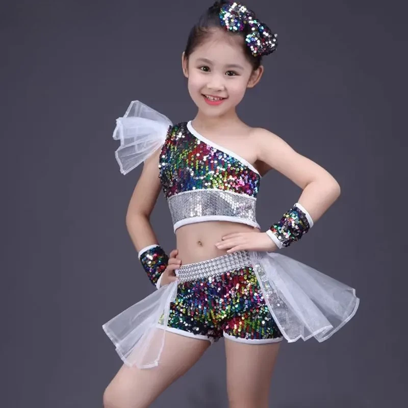 Dance Wear Girls Jazz Street Dance Performance Costumes Children's Modern Dance Model Catwalk Sequin Costumes Skirts