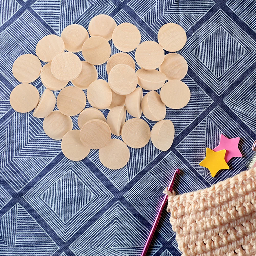 

100Pcs Wooden Half Beads Natural Unfinished Hemispherical Craft Balls DIY Jewelry Making Loose Charms Decoration