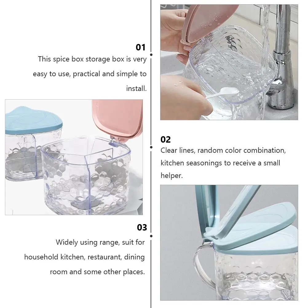 3Pcs Spice Storage Box Kitchen Seasoning Jar Salt Bottles Condiment Container Plastic MultiPurpose Easy Practical Color