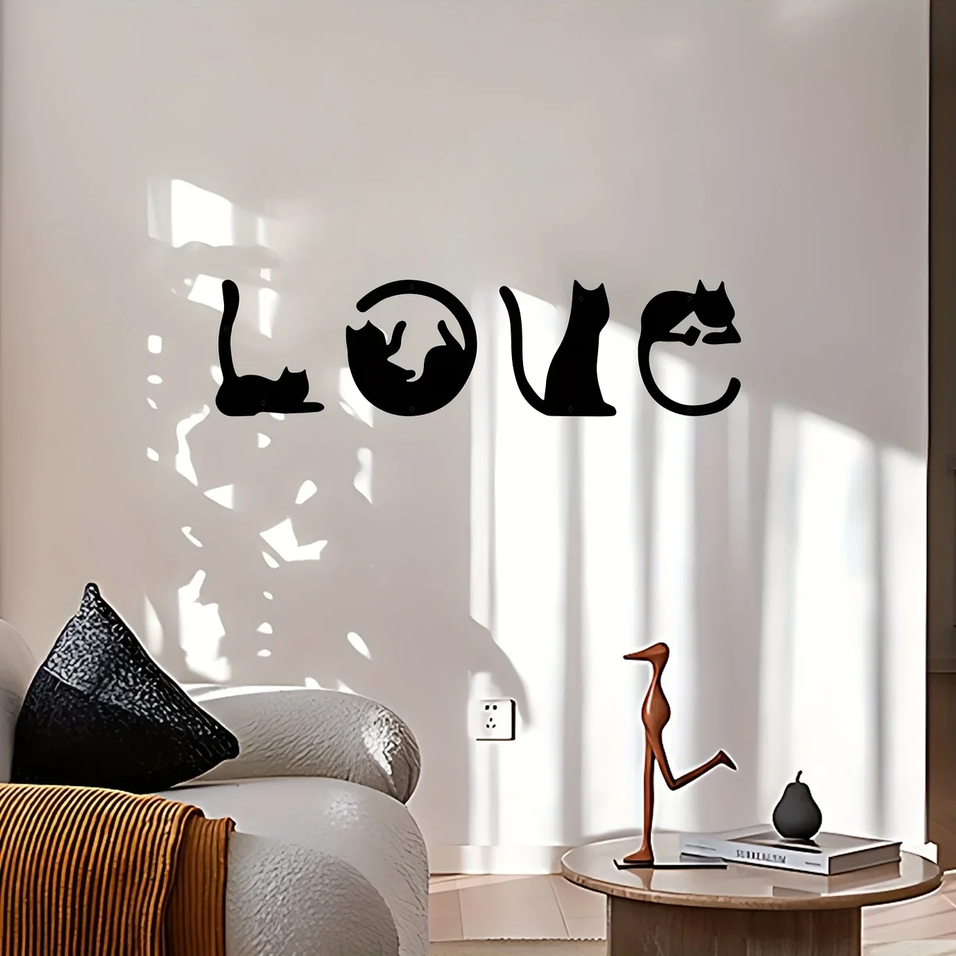 HelloYoung 4pcs/set Cute Cat Metal Wall Decor Abstract Home Wall Art  Room Decor Gothic Valentine's Day Decor Wall Sticker - view 4