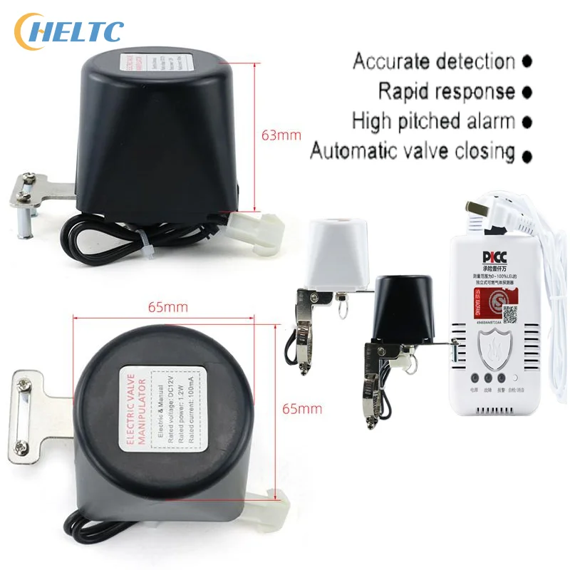 

1PCS Kitchen Plastic Gas Alarm Pipeline Manipulator Gas Controller Natural Gas Cut-Off Valve Ball Valve Methane Alarm Detection