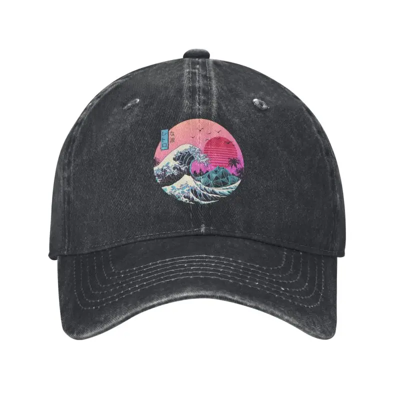 Custom Japanese Kanagawa Anime Great Wave Baseball Cap for Men Women Cotton Breathable Dad Hat Sun Protection Snapback Caps