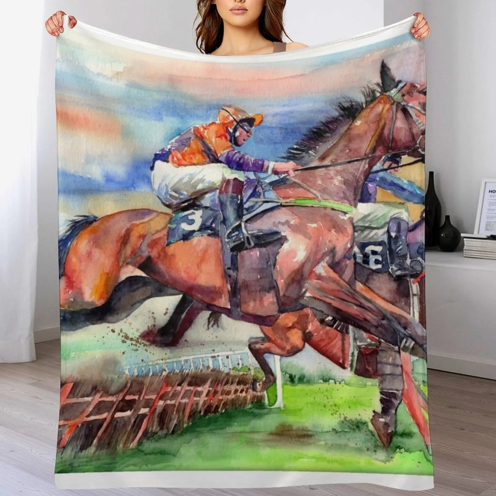 Jump Racing Throw Blanket Lightweight Cozy Blanket for Bed Sofa