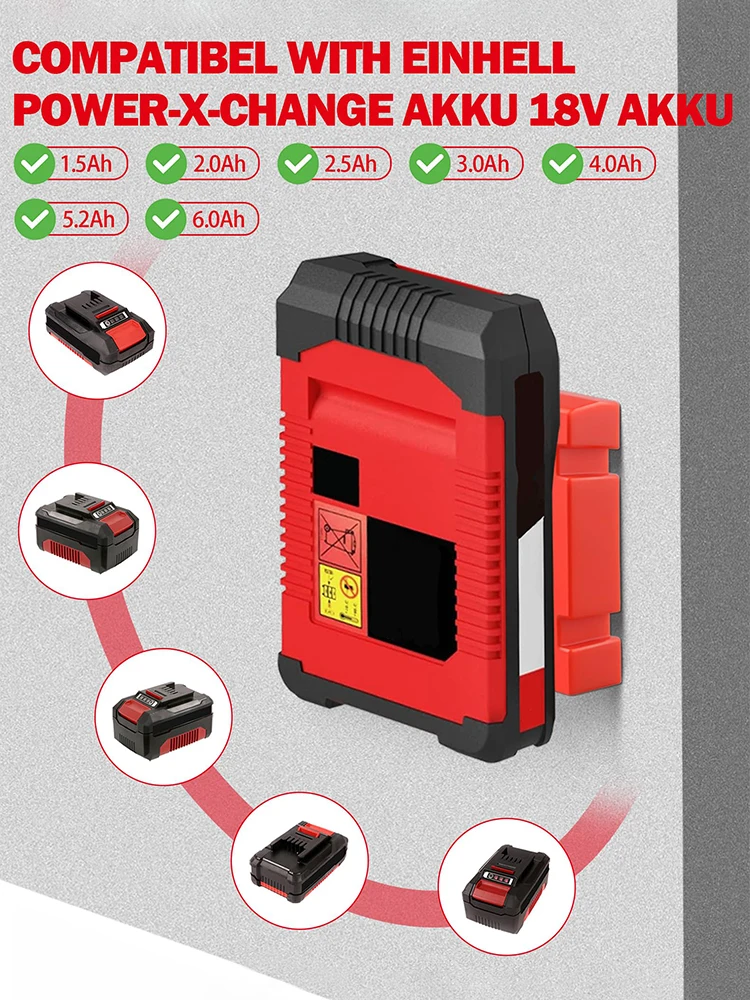 6 Packs Battery Storage Holders For Einhell Power X-Change 18V Battery Wall Mount Fixing Dock Bracket Portable Battery Holder