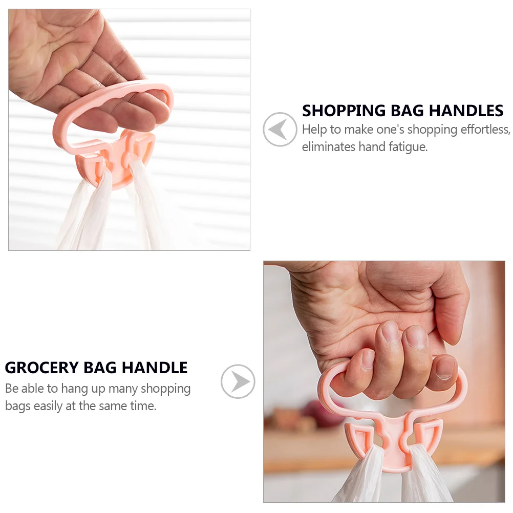 

4 Pcs Handle Dish Lifter Grocery Bag Handles Labor-saving Grips Vegetable Shopping Supplies Pink Plastic