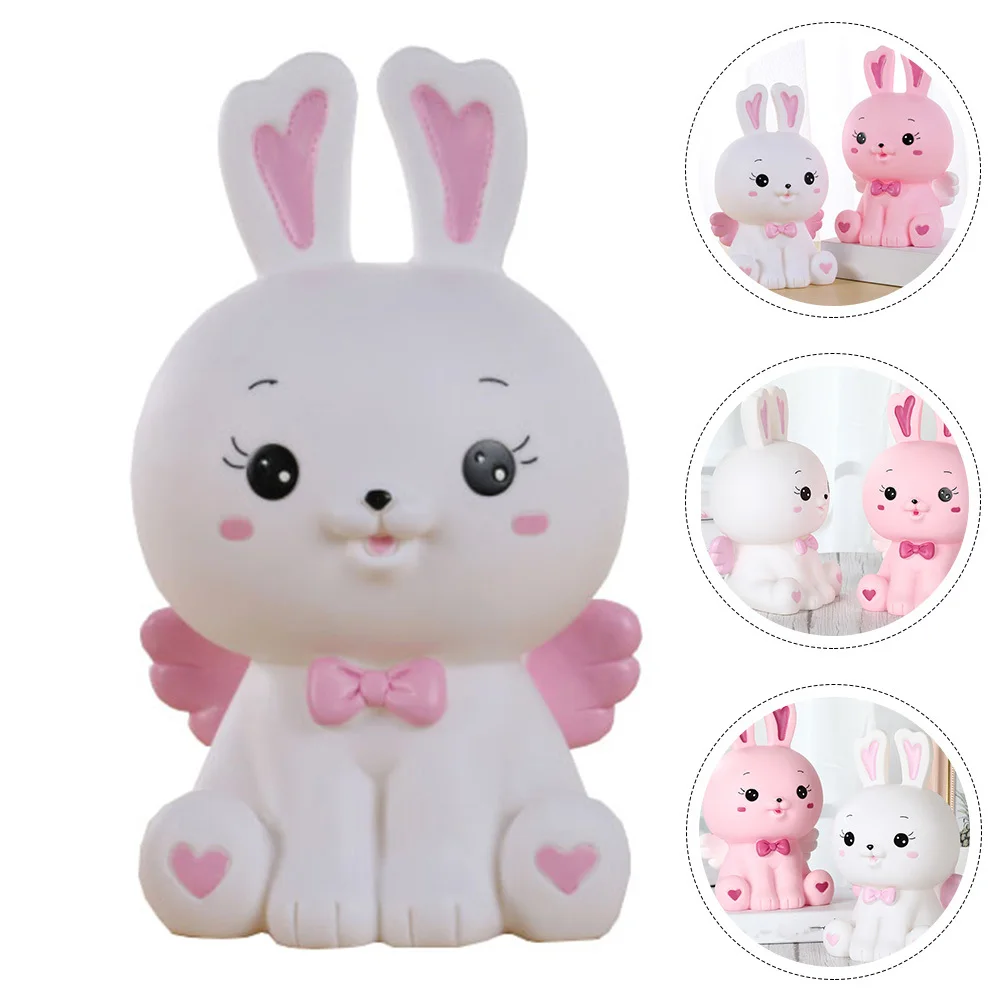 Schattig Konijn Geldpot Kindermunthouder met Platte Basis Stabiele Desktop Spaardoos Verjaardag Nieuwjaar Cadeau Idee Desktop Spaarpot