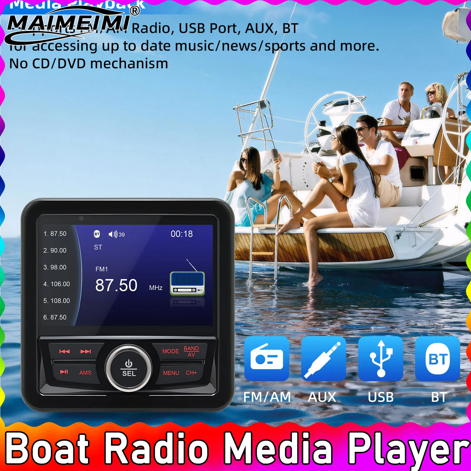 

MP5 Bluetooth-совместимый FM AM цифровой медиа-аудиоплеер морской радио лодка стерео водонепроницаемые аксессуары для лодок для яхты ATV UTV
