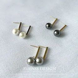 Elegant Vertical 10-14mm Imitation Pearl Earrings