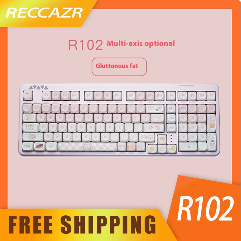 

Reccazr R102 Mechanical Keyboard Three-Mode 2.4g E-Sports Game Keyboard Macro Custom Gasket Keyboard For Win/Mac/Linux Computer