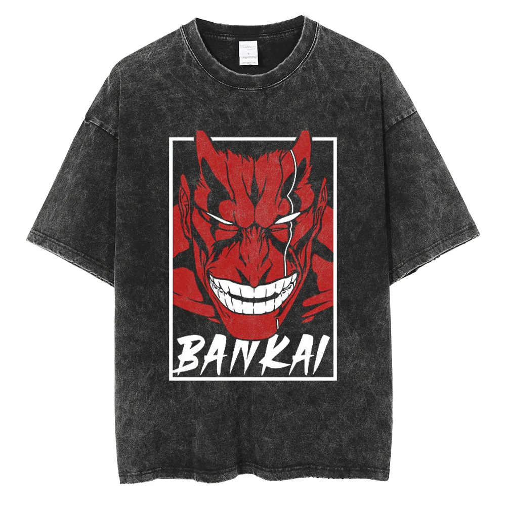 Japan Anime Bleach Zaraki Kenpachi Graphic Printed T Shirt Men