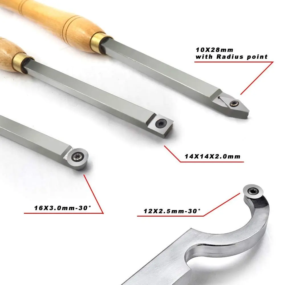 Hard Alloy Pointed Tip Wood Lathe Tool Set Wood Bending Ergonomic Handle Swan Neck Hollow Tool Multiple Sharp Edges Sturdy