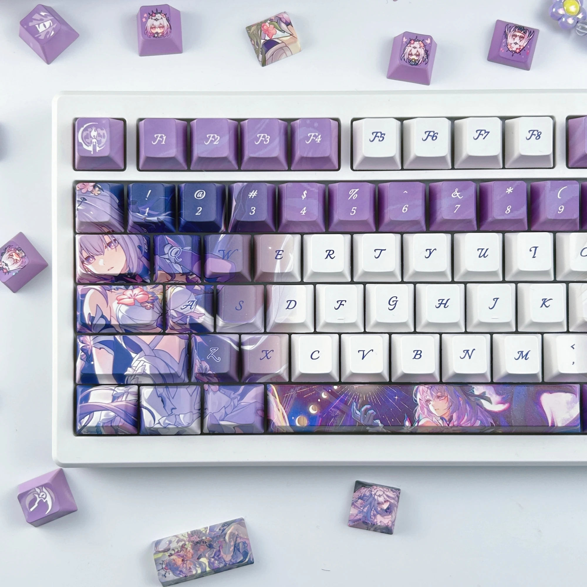 

MAIMOOO Castorice Keycaps Cherry Profile Honkai：Star Rail Cartoon Anime Game Keycap PBT Custom Purple Mechanical Keyboard Caps