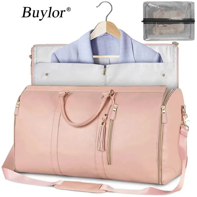 Buylor-Bolsa de almacenamiento de traje plegable para mujer, bolso de viaje de gran capacidad, bolso de mano impermeable, bolsa de gimnasio, bolsas