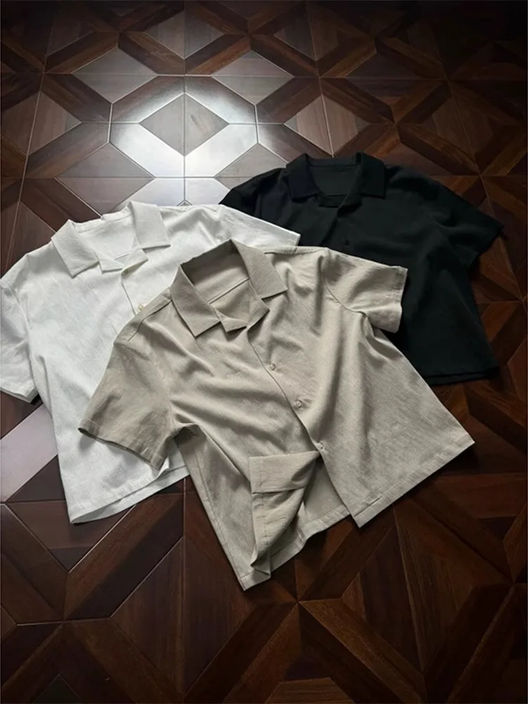 

Linen Lyocell Cuban Collar ort Sve irt Men Summer Classic Sle High Sensation Sunscreen Lightweight Casual Top