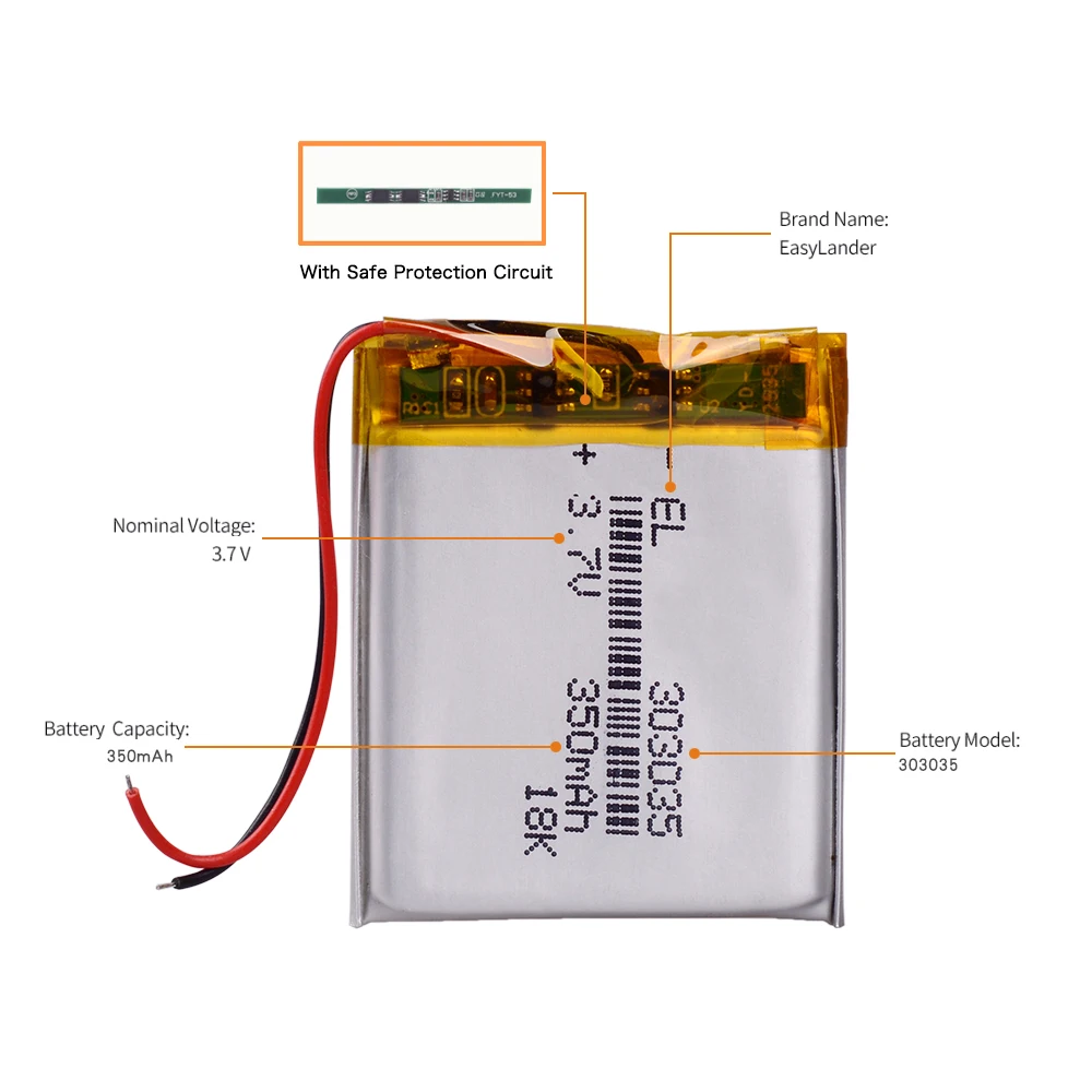 10 pezzi/lotto 3,7 V 400 mAh 303035   Batteria ricaricabile ai polimeri di litio agli ioni di litio Li per penna registratore vocale smartband bluetooth