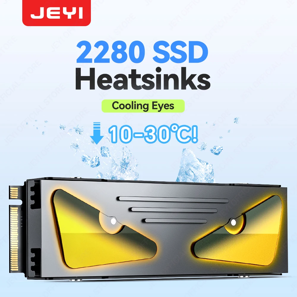 JEYI M.2 2280 SSD Heatsink with Cooling Eyes, M2 NVMe Aluminum Cooler Radiator for Gaming PC/PS5/PCIE M.2 Slot
