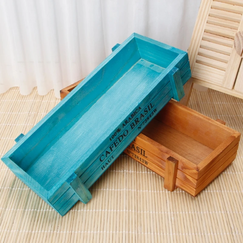 Garden Plant Pot Decorative Vintage Succulent Boxes Crates Rectangle Planters Flower Pot Gardening Decorations