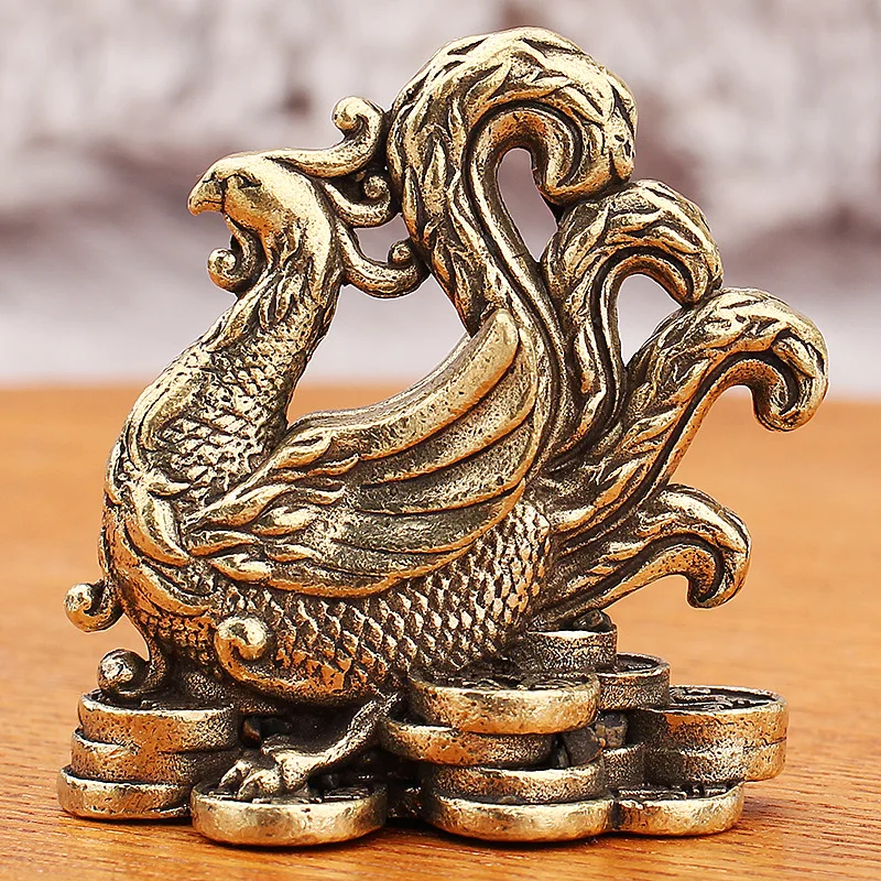 New Brass Four Mythical Beasts Ornaments: Blue Dragon, White Tiger, Red Bird, Black Tortoise for Living Room and Office Metal Cr