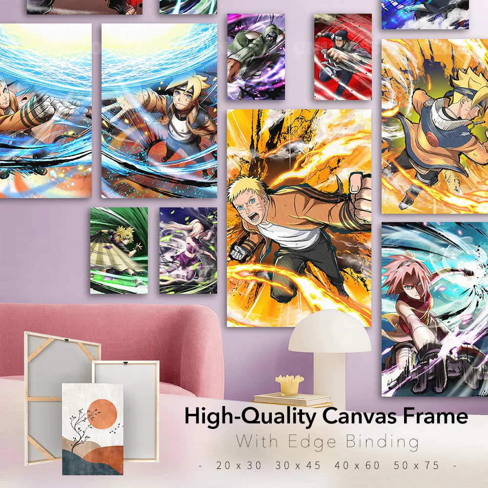 С рамкой, настенная живопись, HD печатный аниме-плакат, Наруто, роль, холст, украшение для дома, фотографии для гостиной, интерьерная роспись