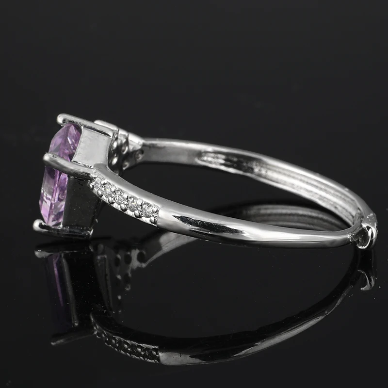 1pc100% natural amethyst gemstone ring for women adjustable copper-plated 925 silver ring for parties and gifts