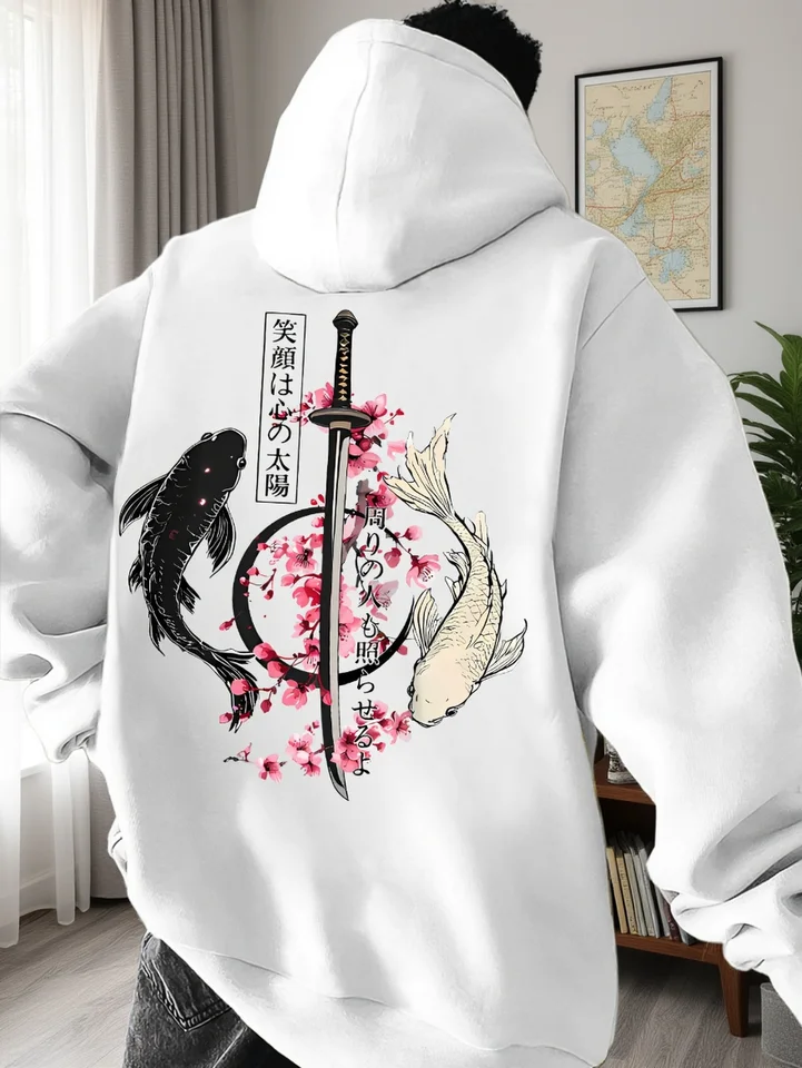 Japanese Anime Style Hooded Sweatshirt for Men