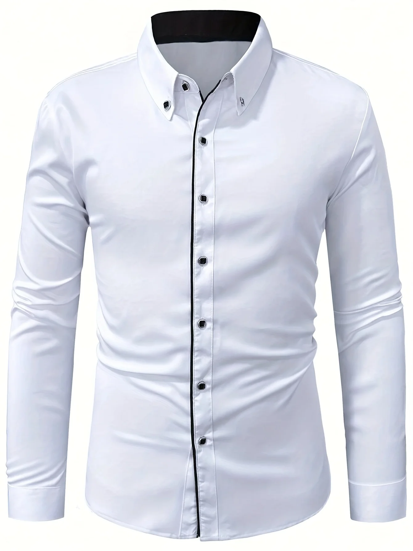 New Men Shirts Brand Fashion Smart Business Four Season Long Sleeve Casual Patchwork Micro Elastic Male Dress Shirt