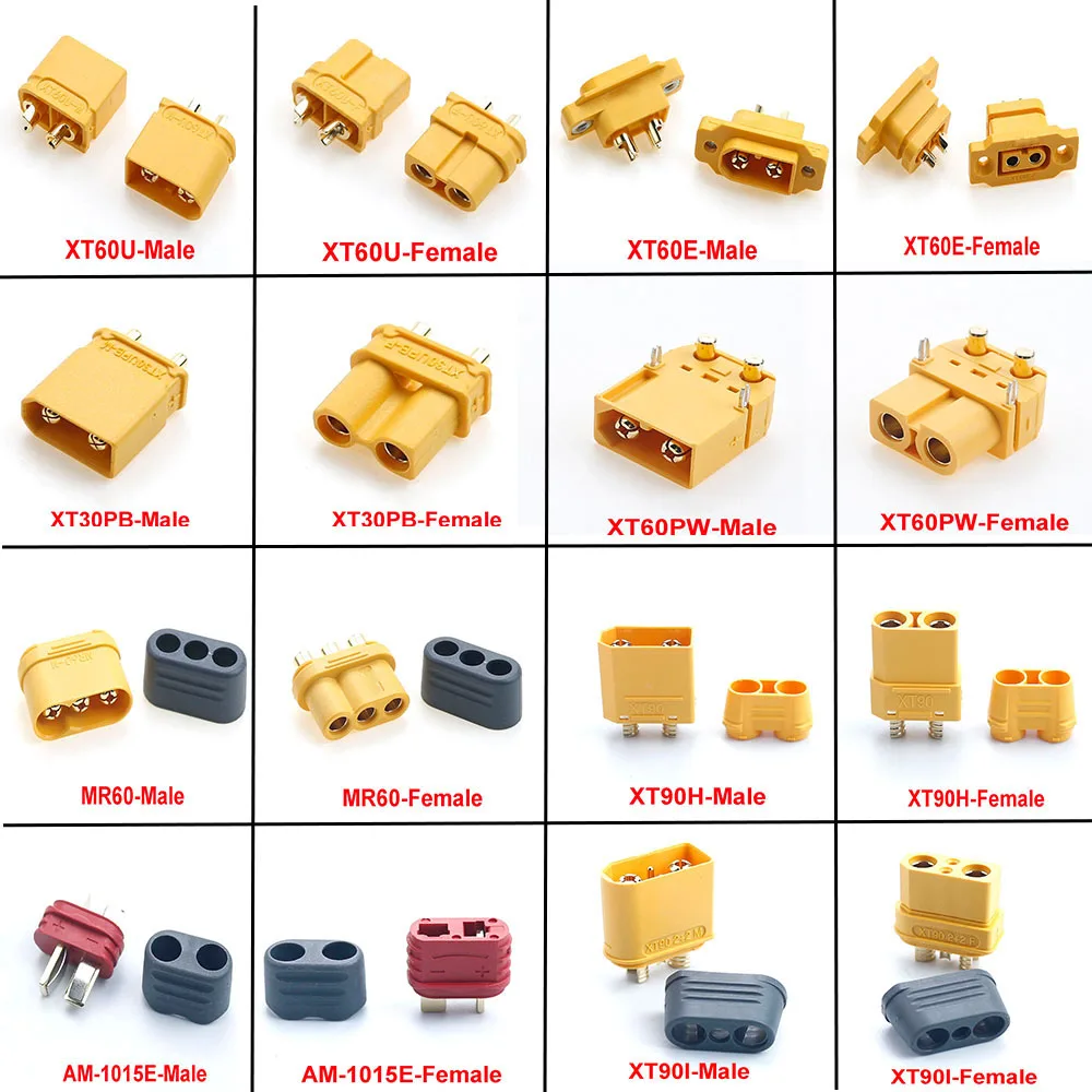 

1 Piece XT60U/E XT30PB XT60PW MR60 AM-1015E XT90H/I/S T-type Plug Lithium Battery Socket Connector
