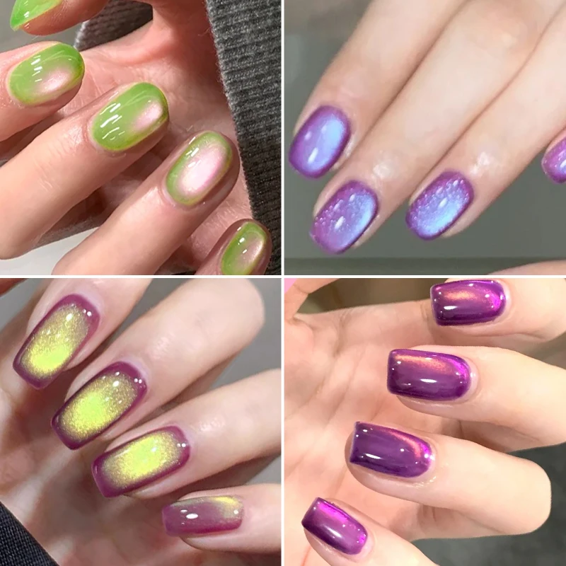 7ml Guava สีเขียวแมวแม่เหล็กเจล Shine Glitter กึ่งถาวร Soak Off UV เคลือบเงา Mint สีเขียวเล็บอุปกรณ์เจล DIY Charm เล็บ