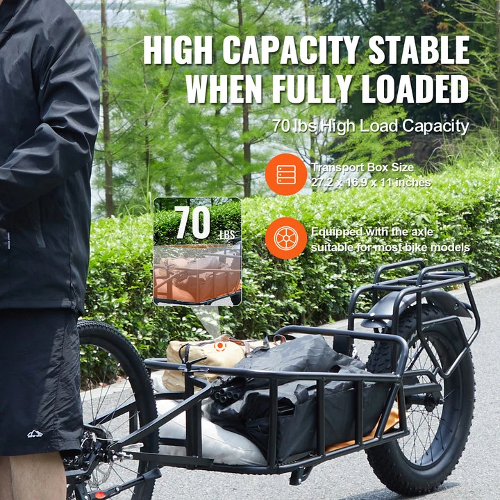 SucceBuy Bike Cargo Trailer 70 lbs Capacity Heavy-Duty Bicycle Wagon Cart Compact Storage & Quick Release Structure 20