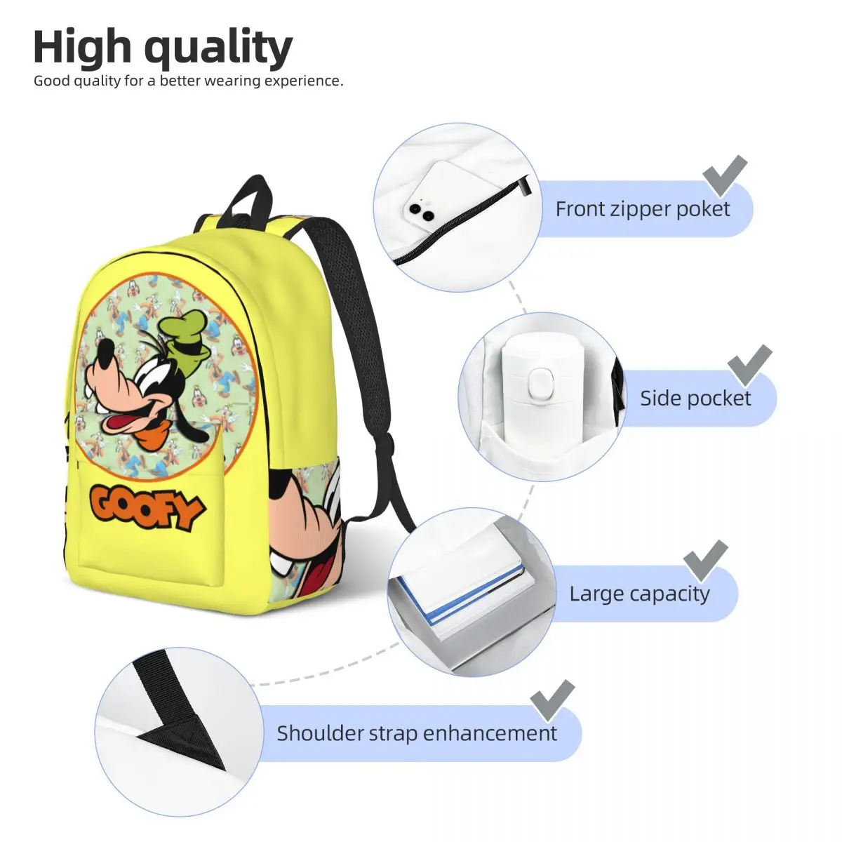 Zaino da viaggio classico dal design portatile con scomparti multipli DisneyGoofy Coppia zaino regalo